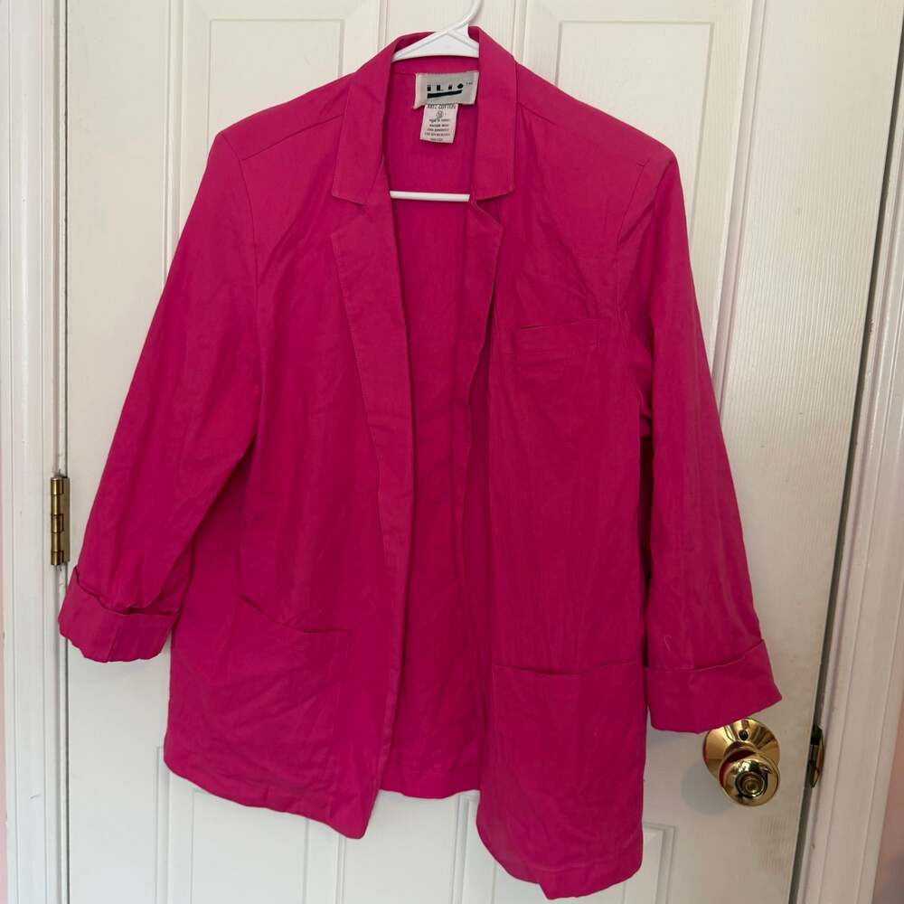 Ilio Hot Pink Blazer Suit Jacket 100% Cotton Women's Medium